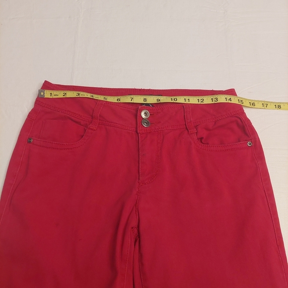 BACCINI Bright Red Denim Cropped Ankle Zip Mid Rise Jeans Bold Size 6 30x26 - Picture 13 of 14